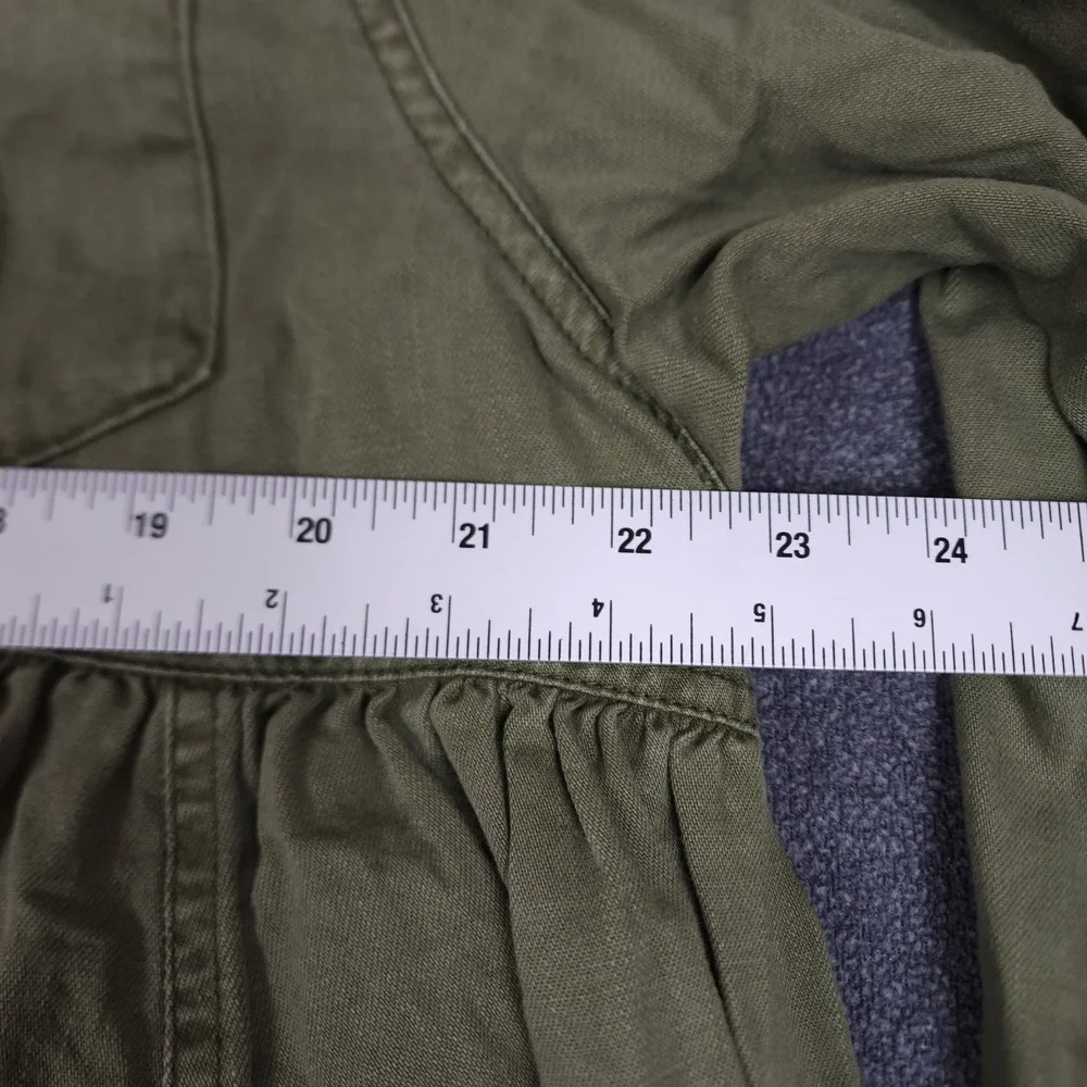 Free People We The Free Olive Green Western Peplum Snap Button Shirt‎ Small